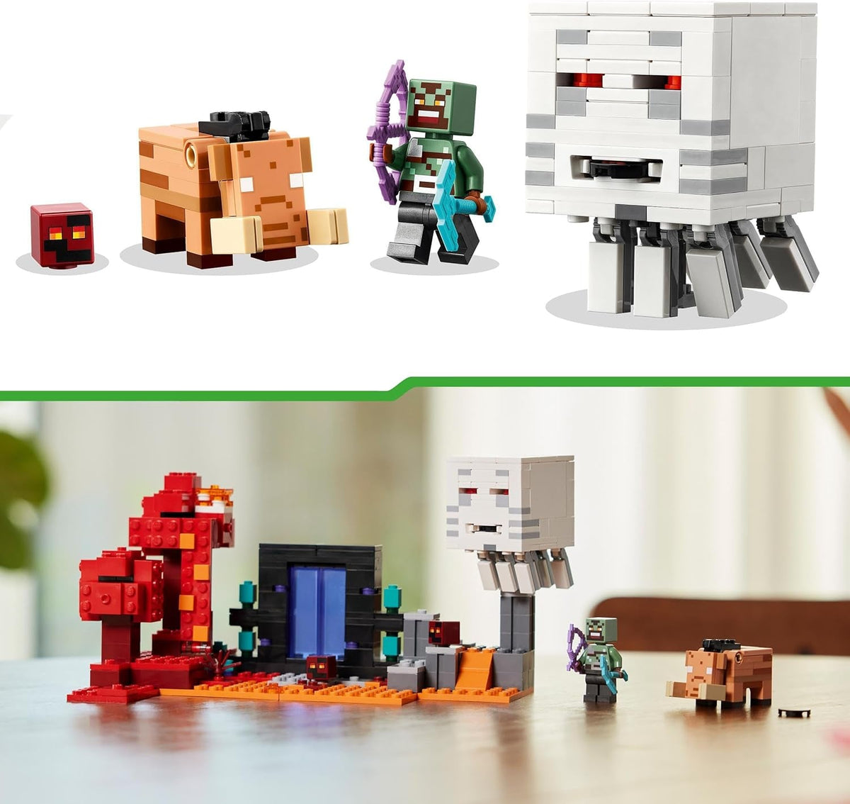 Minecraft the Nether Portal Ambush Adventure Set, Building Toys for Boys and Girls with Battle Scenes, Iconic Characters & Mobs Figures from the Game, Gifts for Kids 8 plus Years Old 21255