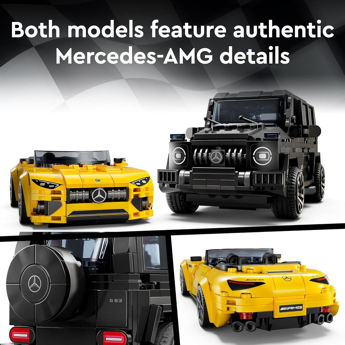 Speed Champions Mercedes-Amg G 63 & Mercedes-Amg SL 63 Car Toys, Vehicle Playset for Kids, 2 Building Sets with 2 Driver Minifigures, Gift for 10 plus Year Old Boys and Girls 76924
