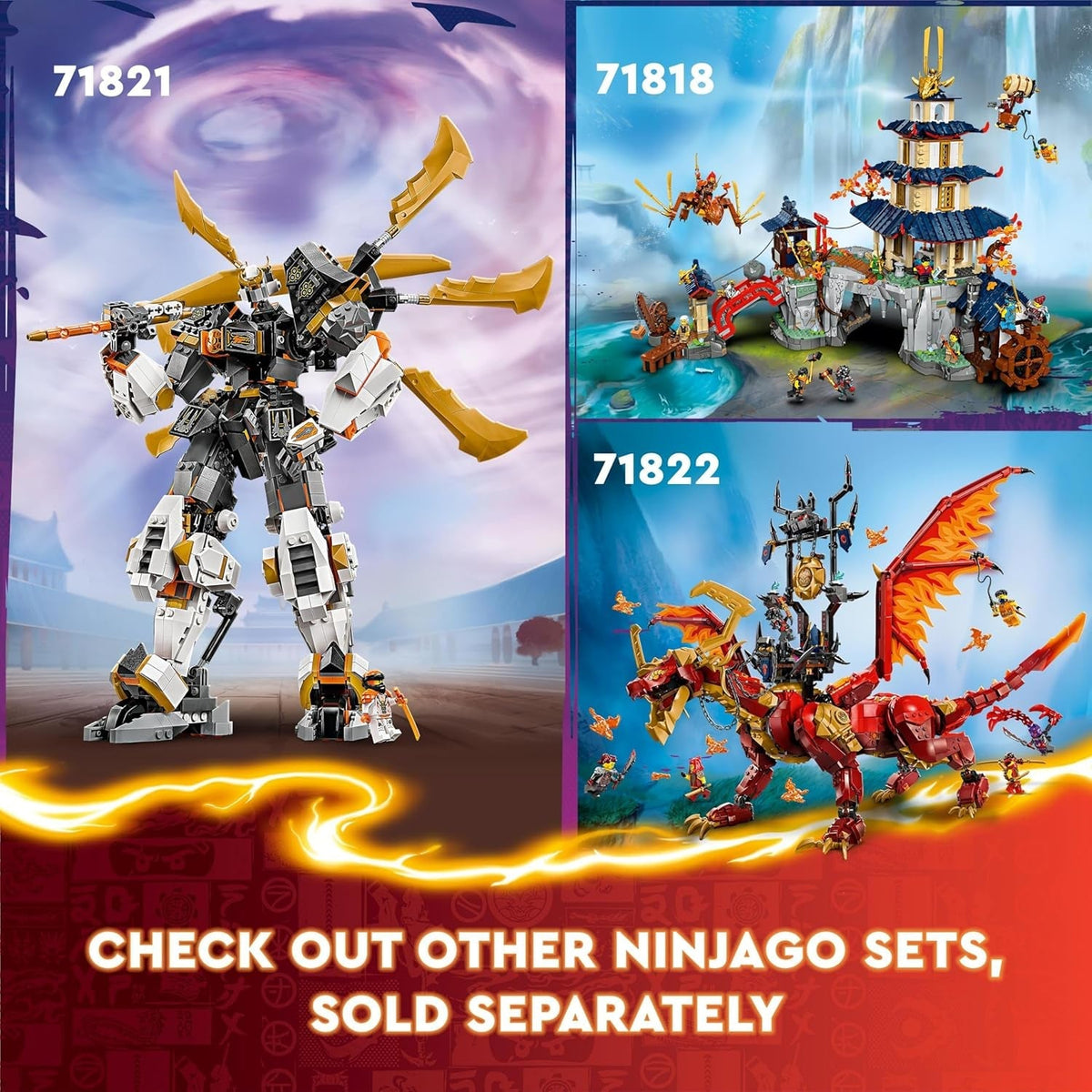 NINJAGO Tournament Battle Arena Set, Ninja Adventure Toys for 7 plus Year Old Boys & Girls, with 6 Minifigures Including Characters Jay and Kai, Dragons Rising Birthday Gift for Kids 71818