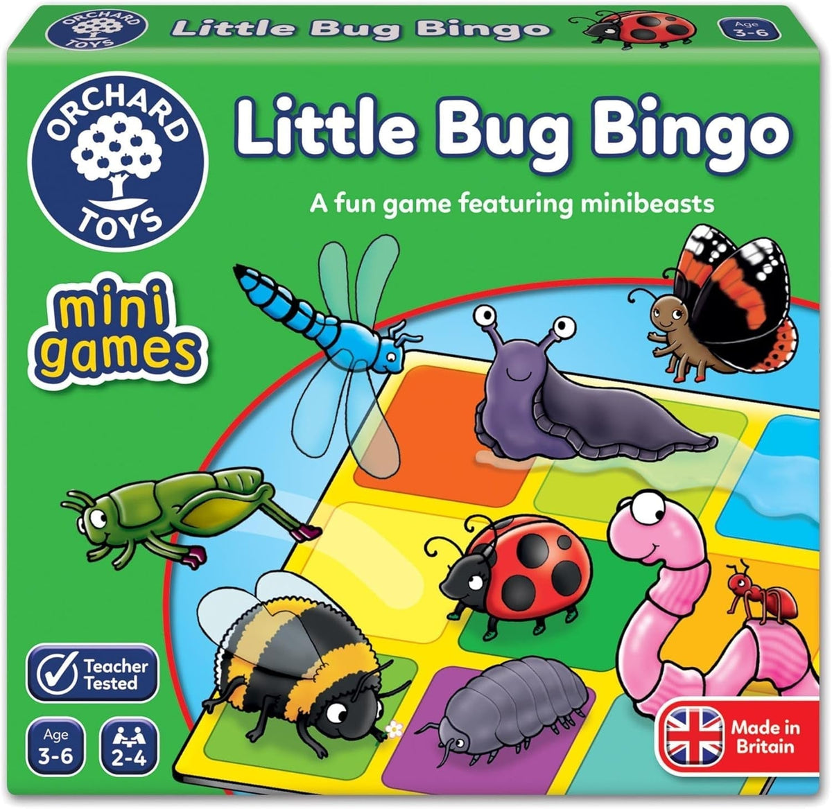 Little Bug Bingo - Compact Mini Games for Boys, Girls, and Toddlers - Matching Games for 3+ Year Olds - Holiday Travel Games for Kids - 2-4 Players