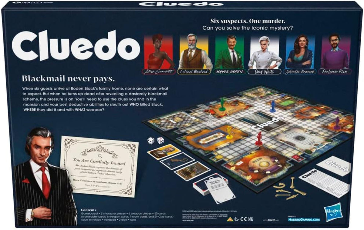 Cluedo, Reimagined Classic for 2-6 Players, Detective Board Game for 8+ Year Old Boys and Girls