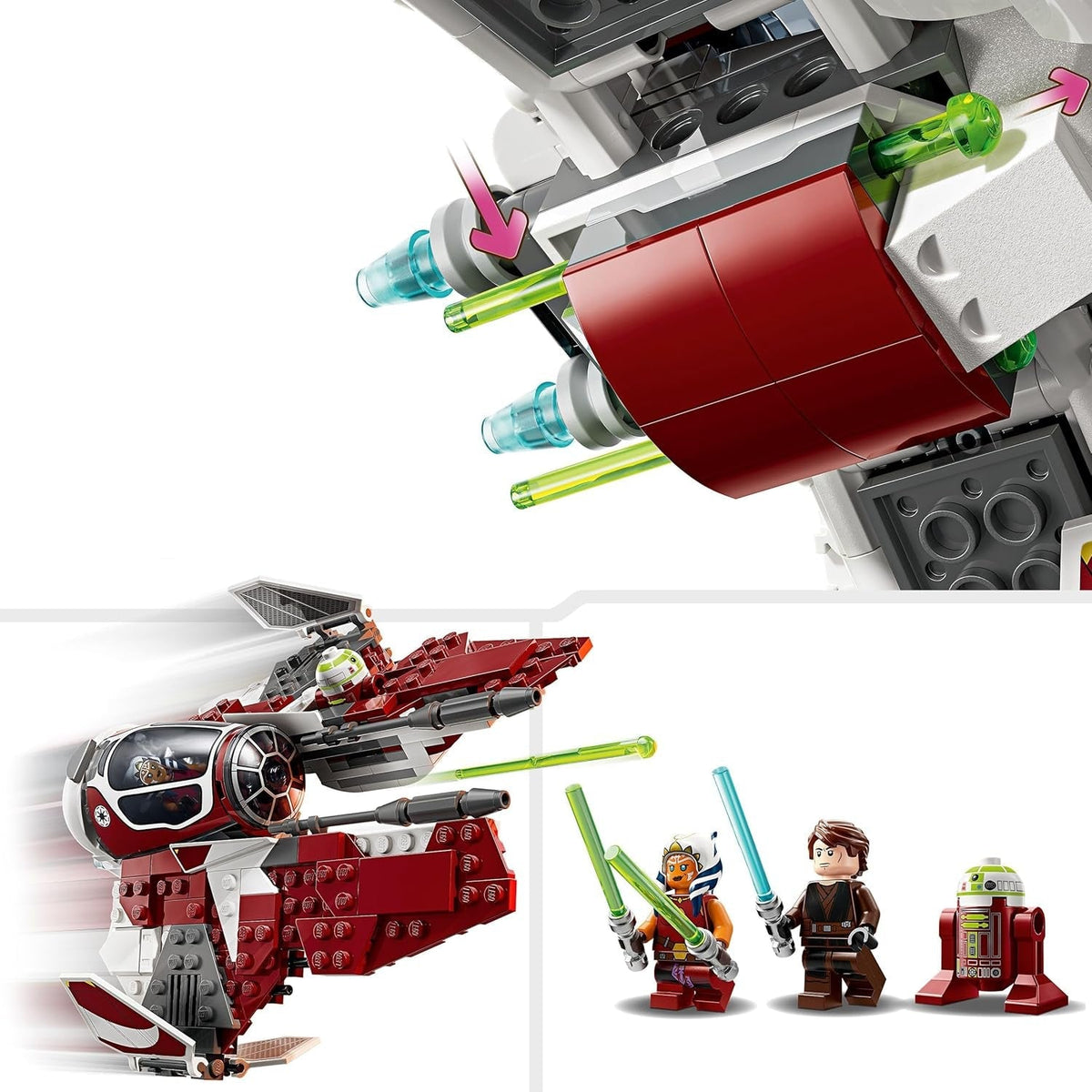 Star Wars 75401 Ahsoka’S Jedi Interceptor Building Toy Features 2 Minifigures with Lightsabers Incl. Anakin Skywalker, plus an R7-A7 Droid Figure for the Clone Wars Fans, 8+ Year Old Boys & Girls
