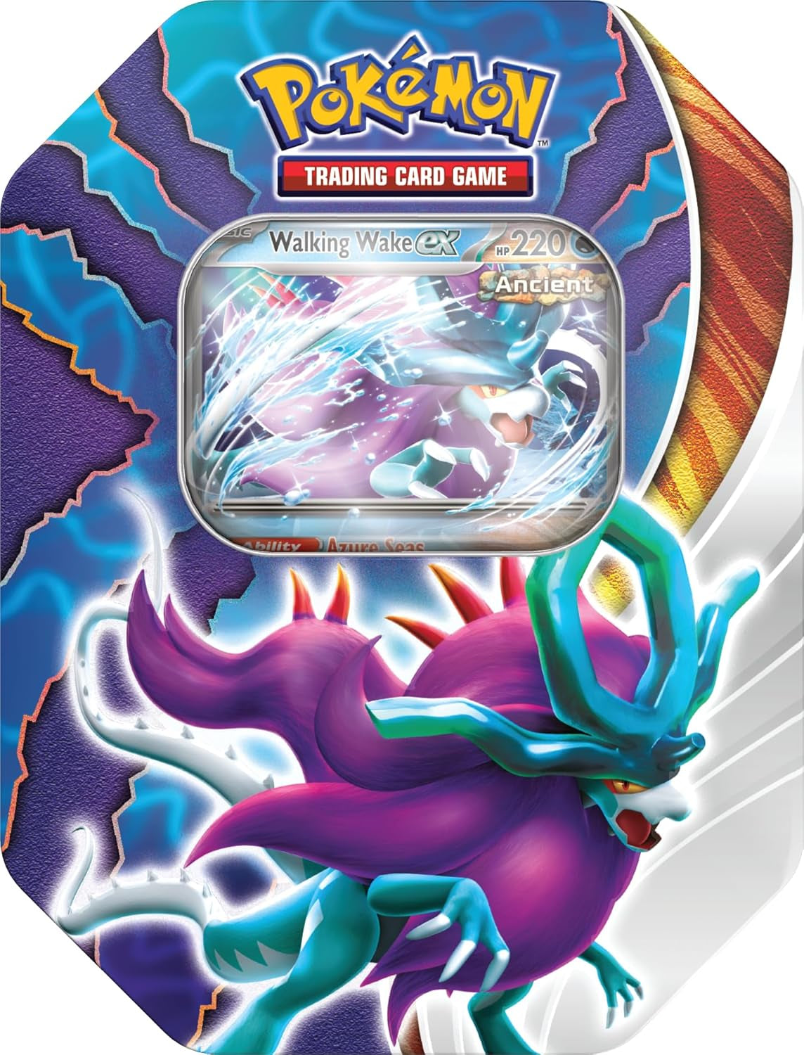 TCG: Paradox Clash Tin - Walking Wake Ex (1 Foil Promo Card & 4  TCG Booster Packs)