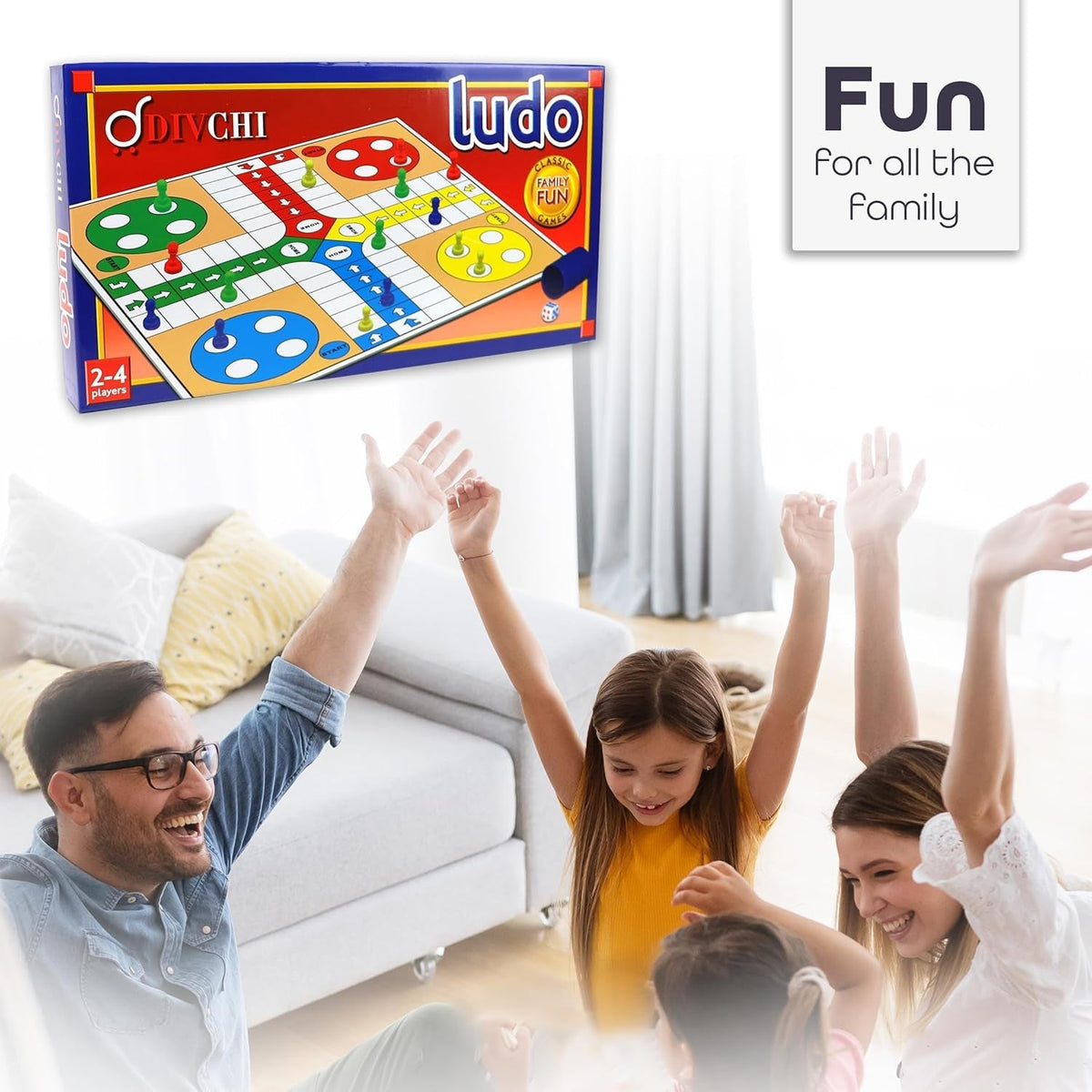 Ludo Game - Traditional Ludo Board Game Set for Kids & Adults Indoor Fun - 1 X Folding Ludo Board, 16 X Ludo Counters, 1 X Dice, 1 X Shaker - Indoor Games