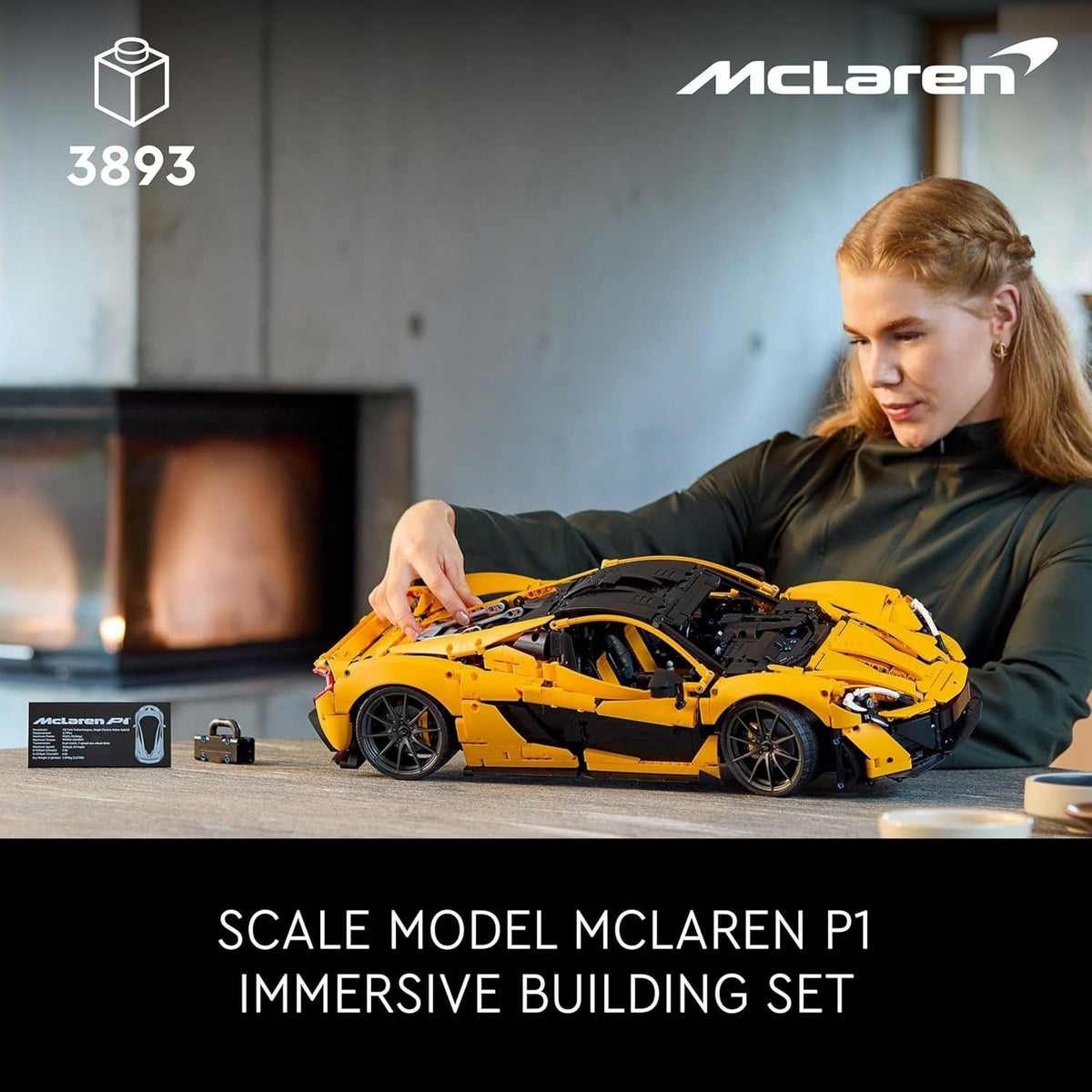 Technic Mclaren P1 Hypercar Building Set, Scale Model Car Kit for Adults to Build, Collectible Vehicle with V8 Piston Engine and 7-Speed Gearbox, Gift for Men, Women, Him or Her 42172