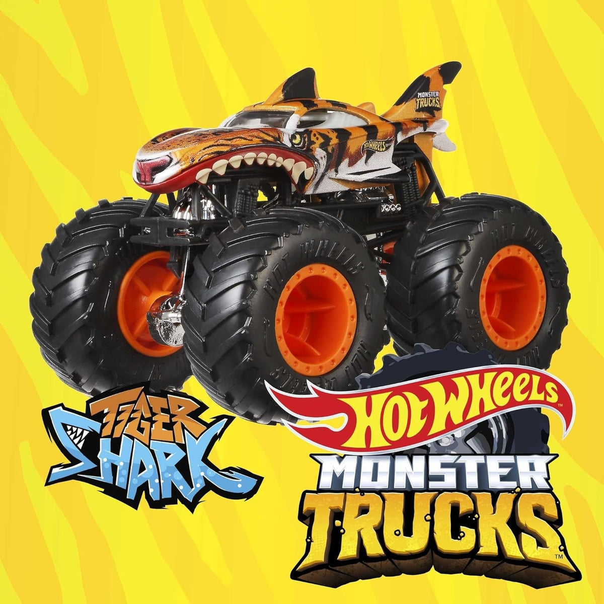 Monster Trucks Set, 1 Toy Truck in 1:64 Scale & 1 Crushable Car, Vehicle Play for Kids & Collectors (Styles May Vary), FYJ44