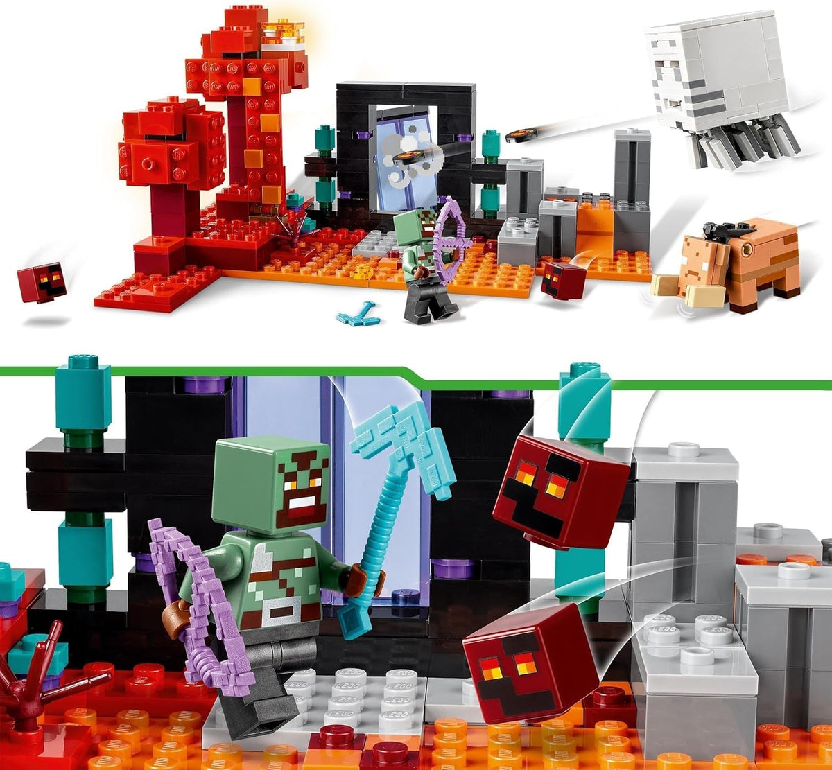 Minecraft the Nether Portal Ambush Adventure Set, Building Toys for Boys and Girls with Battle Scenes, Iconic Characters & Mobs Figures from the Game, Gifts for Kids 8 plus Years Old 21255