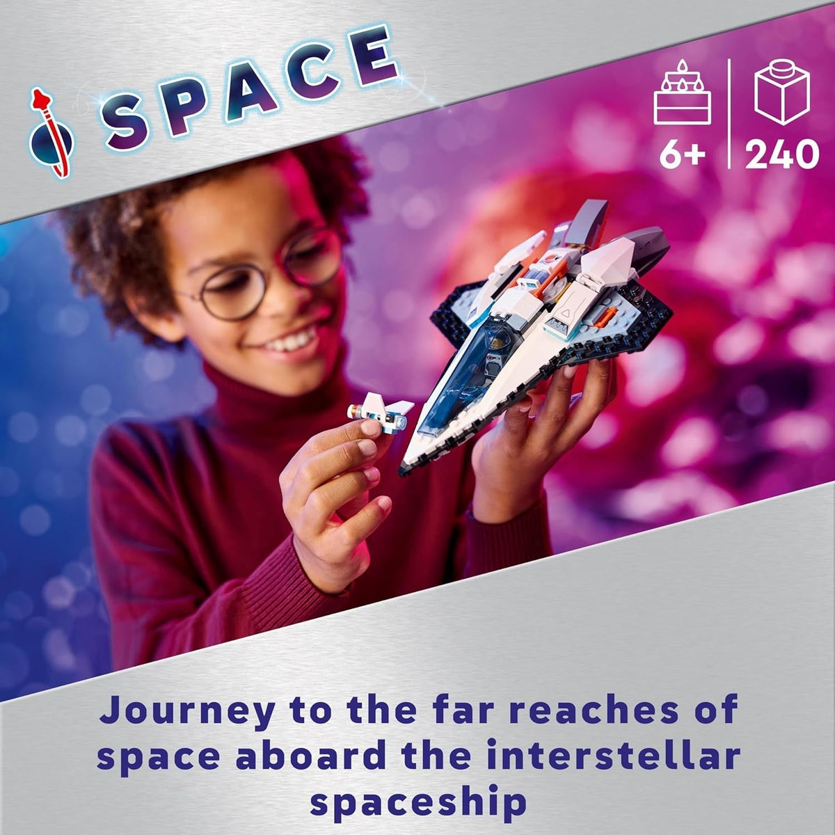 City Interstellar Spaceship Toy Set, Outer Space Building Toys for 6 plus Year Old Boys, Girls & Kids, with Astronaut Minifigure for Imaginative Play, Birthday Gift Idea 60430