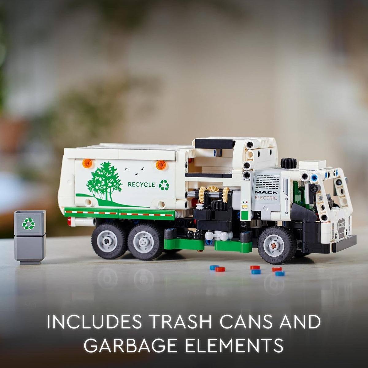 Technic Mack LR Electric Garbage Truck Toy for Boys & Girls Aged 8 plus Years Old, Recycling Bin Lorry with Realistic Features, Vehicle Gift Idea 42167