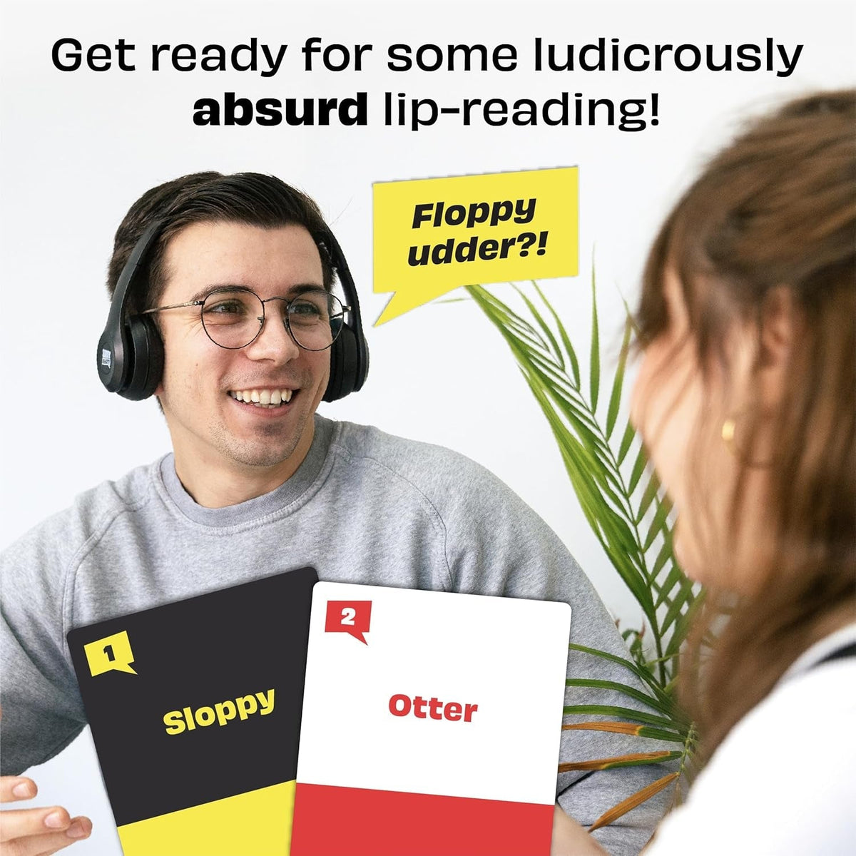 Sorry What - Hilarious Terrible Lip Reading Adult Card Game - Based on the Headphone Challenge Tiktok Trend - 2+ Players 40,000 Funny Word Phrase Combinations - Party Game for Adults, Birthday Gifts