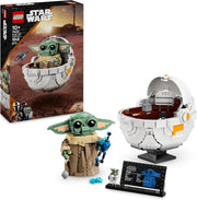 Star Wars 75403 Grogu with Hover Pram Building Toy Set, Collectible Character Figure for the Mandalorian TV Show Fans, Display Gift Idea for 10+ Year Old Boys & Girls