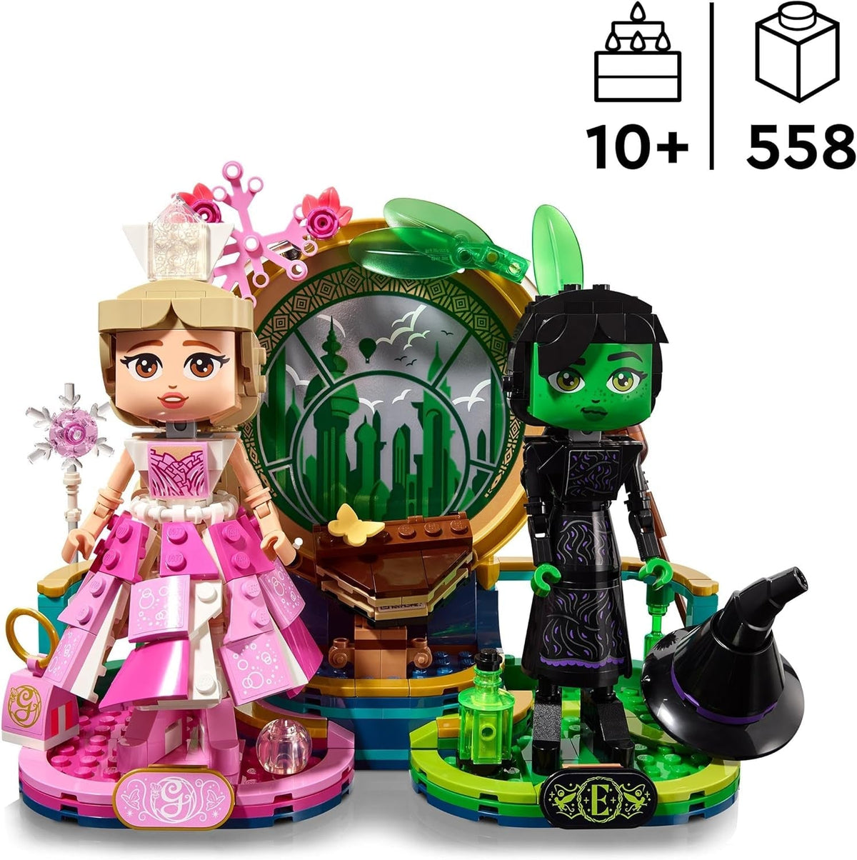 Wicked Elphaba & Glinda Figures, Building Toy Set for 10 plus Year Old Girls and Boys, with Buildable Characters and a Broom, Wizard of Oz-Themed Gift for Kids and Fans of the Movie 75682