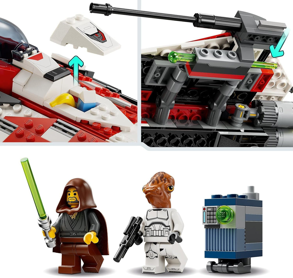 Star Wars Jedi Bob’S Starfighter Buildable Toy Vehicle for 8 plus Year Old Boys & Girls, with 2 Character Minifigures and a Droid Figure, Birthday Gift Idea for Kids and Fans 75388