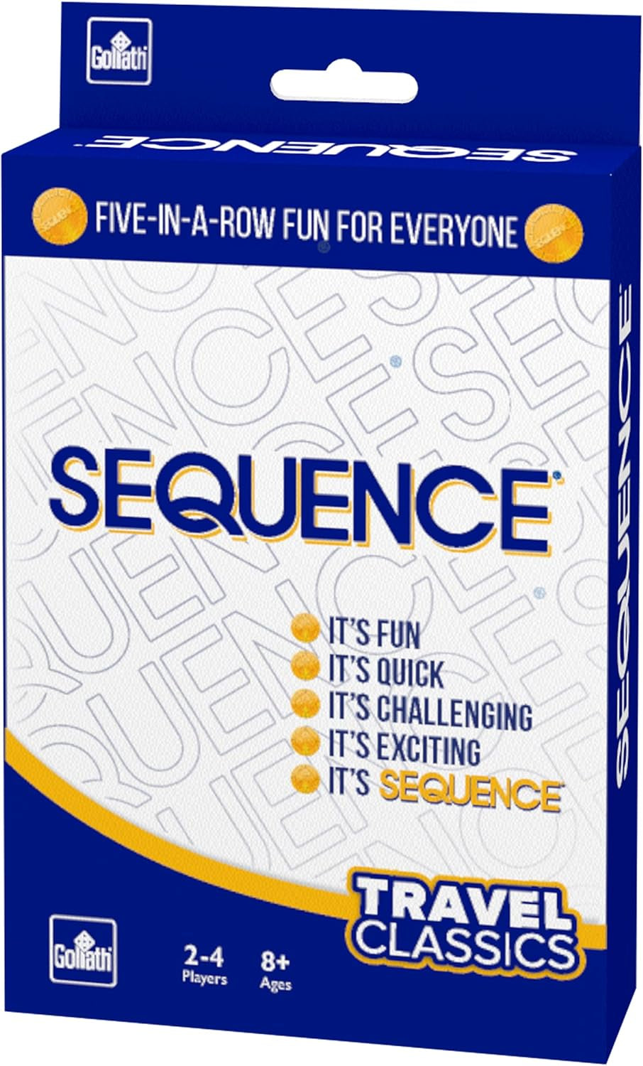Games Travel Sequence | Five-In-A-Row Fun for Everyone! | Family Strategy Game | for 2 or More Players, Ages 7+, White