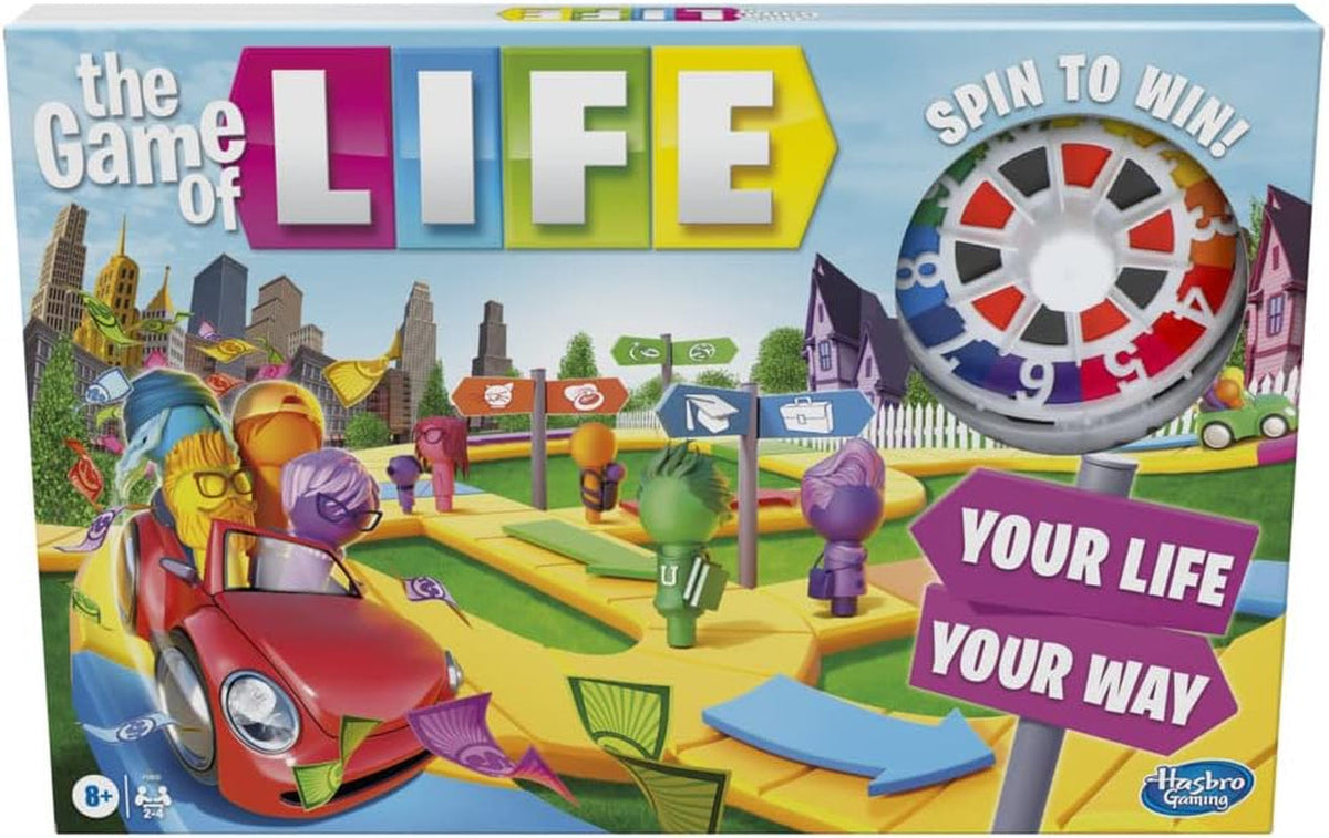 the Game of Life Game, Family Board Game for 2 to 4 Players, for Kids Ages 8 and Up, Includes Colourful Pegs
