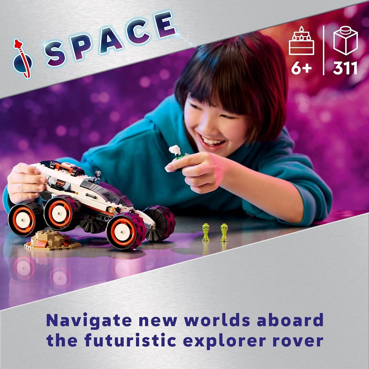 City Space Explorer Rover and Alien Life Building Toys Set for 6 plus Year Old Boys, Girls & Kids with Astronaut Minifigures, Toy Robot and Alien Figures for Imaginative Play, Birthday Gift 60431
