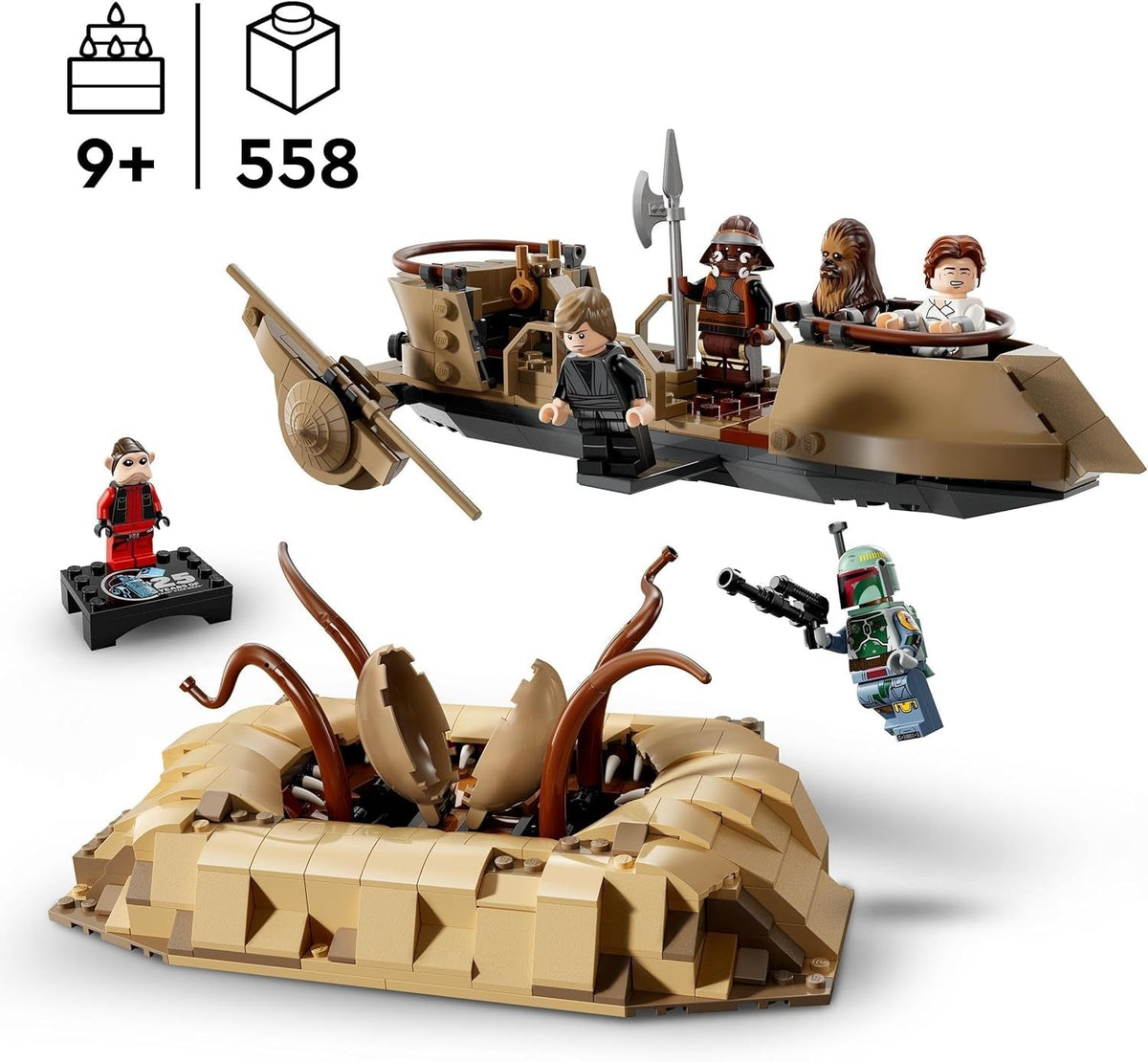 Star Wars: Return of the Jedi Desert Skiff & Sarlacc Pit, Vehicle Building Toy Set for 9 plus Year Old Boys & Girls, Features 6 Minifigures Including Luke Skywalker, Gift for Kids and Fans 75396