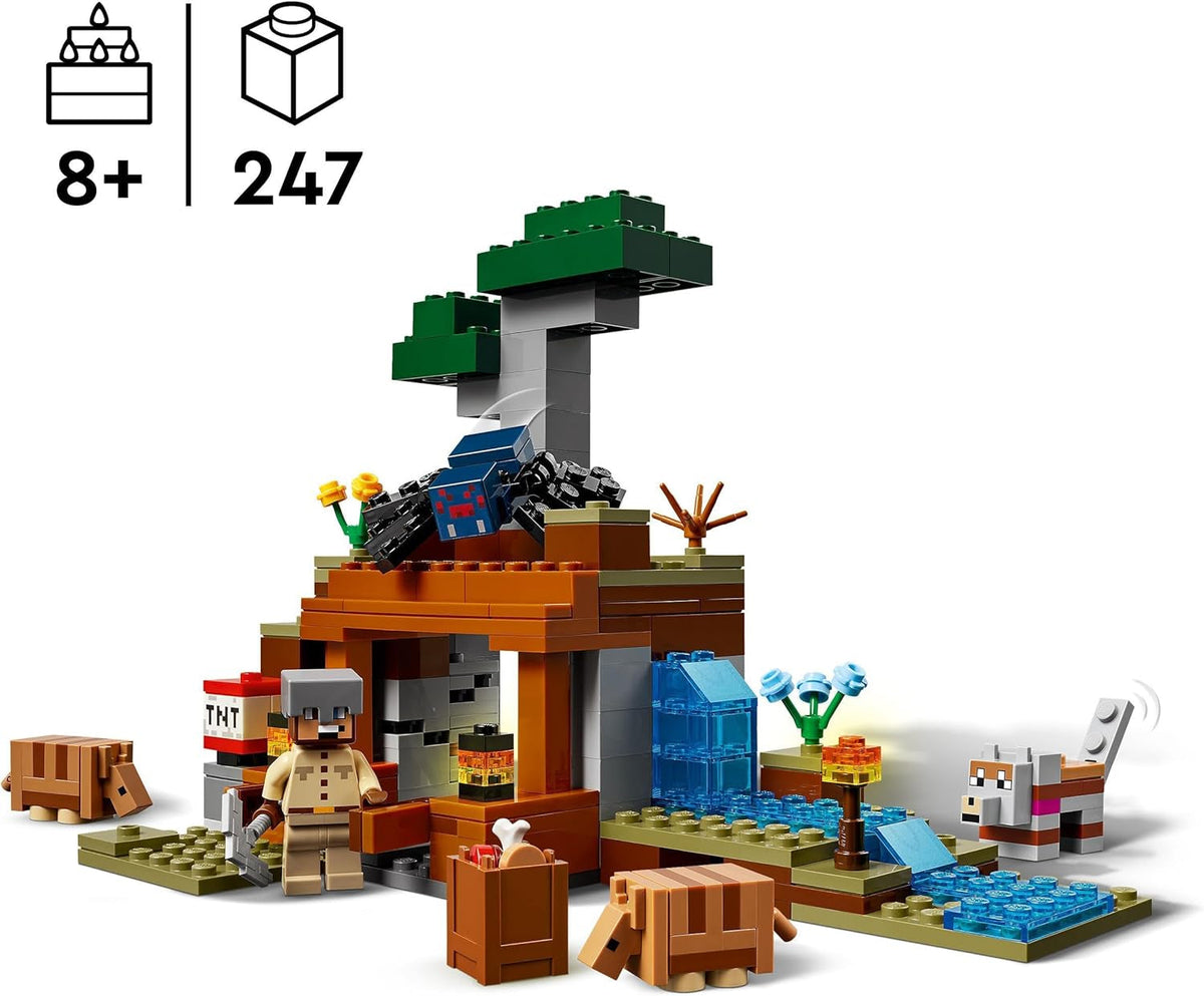 Minecraft the Armadillo Mine Expedition Set - Building Toy for 8+ Year Old Girls & Boys, with Cave Spider and Wolf Figures for Pretend Play - Birthday Gift Idea 21269