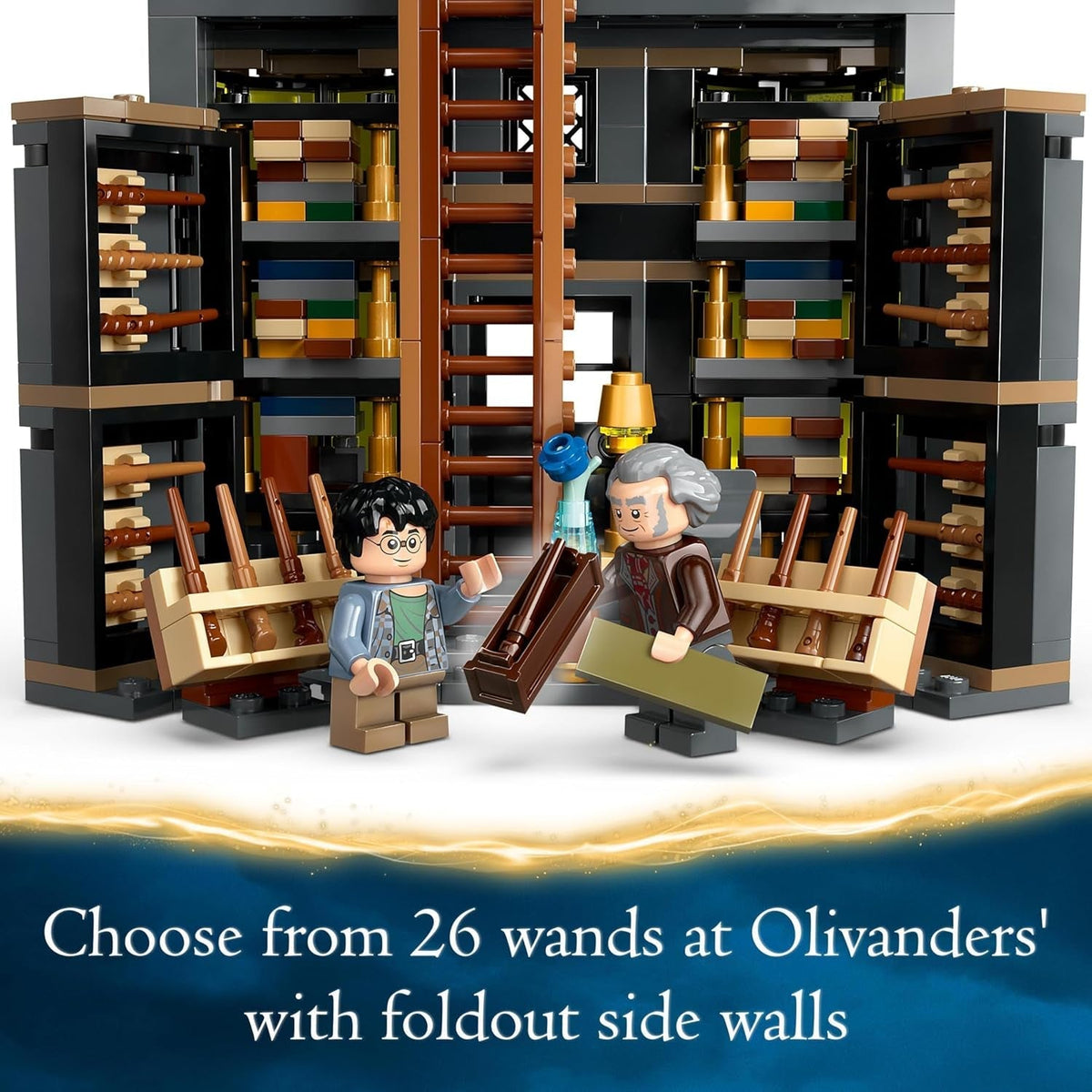 Harry Potter Ollivanders & Madam Malkin'S Robes Set, Collectible Diagon Alley Wand and Clothes Shop Toys for 8 plus Year Old Kids, Girls & Boys, with 6 Minifigures, Wizarding World Gifts 76439