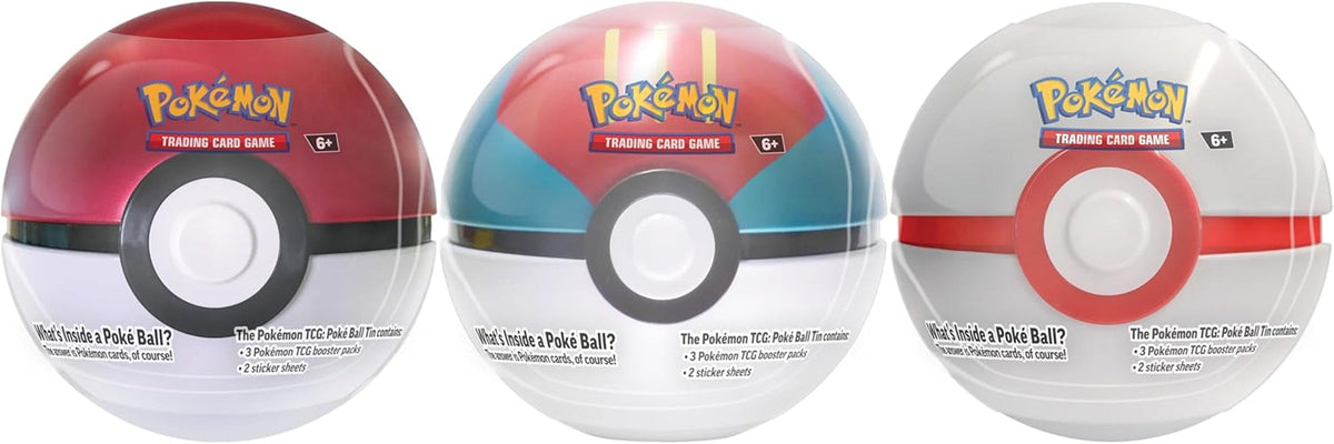 TCG: Poké Ball Tin Bundle - Poké Ball, Lure Ball & Premier Ball (9  TCG Booster Packs, 7 Sticker Sheets)