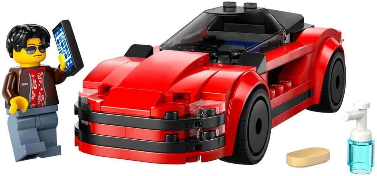City Red Sports Car Toy - Race Car Toys for 5+ Year Old Boys & Girls - Educational Gifts for Birthdays & Holidays - Includes a Driver Minifigure & Accessories - 60448