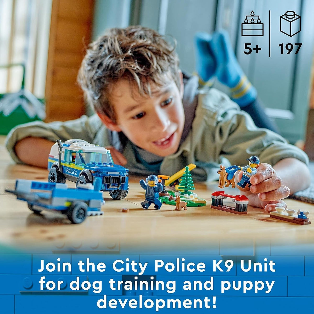 60369 City Mobile Police Dog Training Set, SUV Toy Car with Trailer, Obstacle Course and Puppy Figures, Animal Playset for Boys and Girls Aged 5 Plus