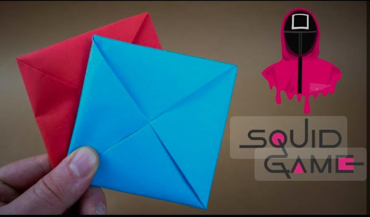 Squid Game Ddakji Game Set, Double Card Premium Version Blue and Red Traditional Korean Folding Game (NEW IMPROVED DOUBLE CARD VERSION)
