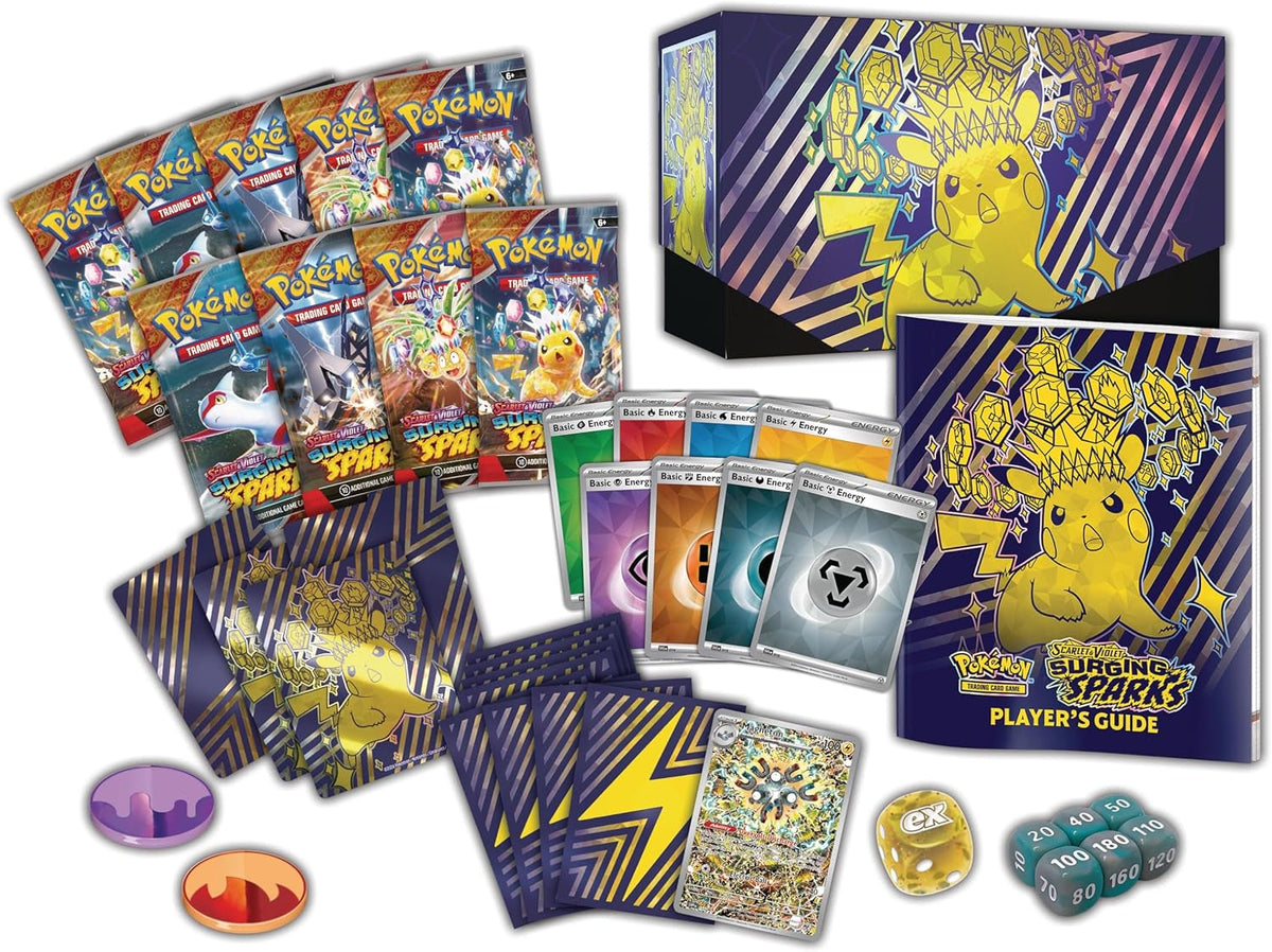 TCG: Scarlet & Violet—Surging Sparks Elite Trainer Box (1 Full-Art Promo Card, 9 Boosters & Premium Accessories)