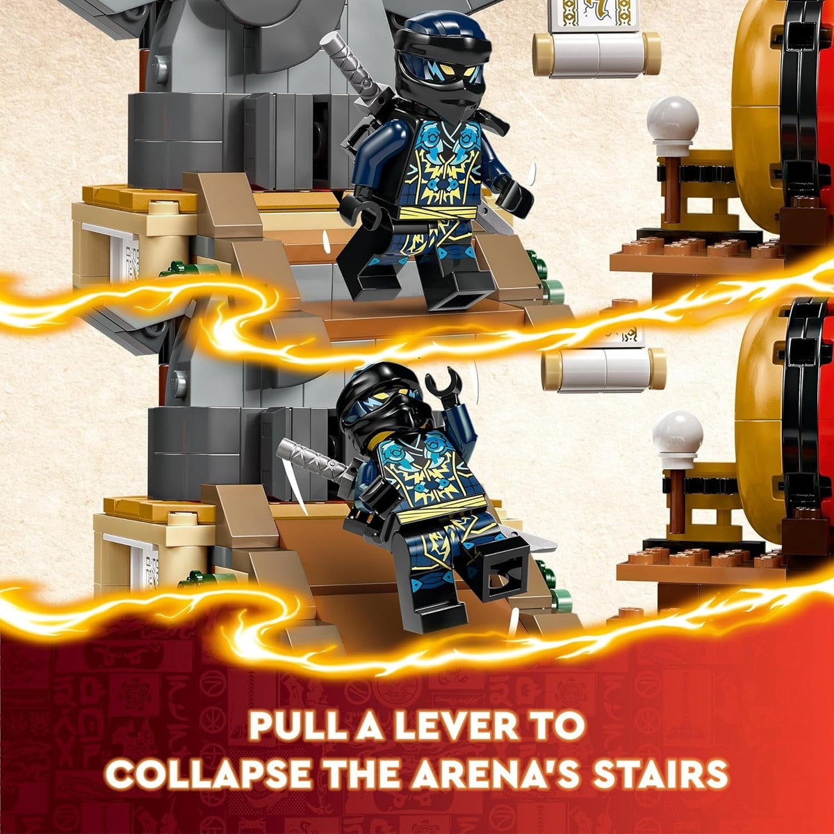 NINJAGO Tournament Battle Arena Set, Ninja Adventure Toys for 7 plus Year Old Boys & Girls, with 6 Minifigures Including Characters Jay and Kai, Dragons Rising Birthday Gift for Kids 71818