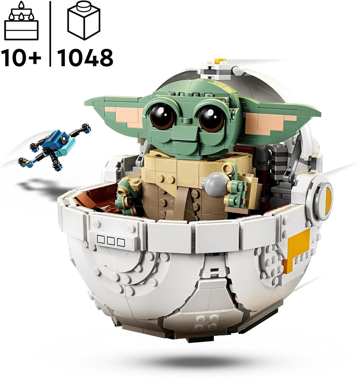 Star Wars 75403 Grogu with Hover Pram Building Toy Set, Collectible Character Figure for the Mandalorian TV Show Fans, Display Gift Idea for 10+ Year Old Boys & Girls