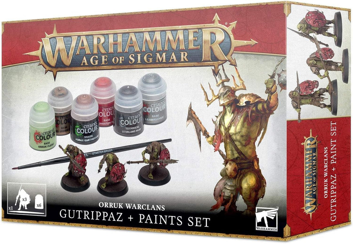 '- Warhammer Aos - Orruk Warclans Gutrippaz + Paint Set for Ages 14 and Above