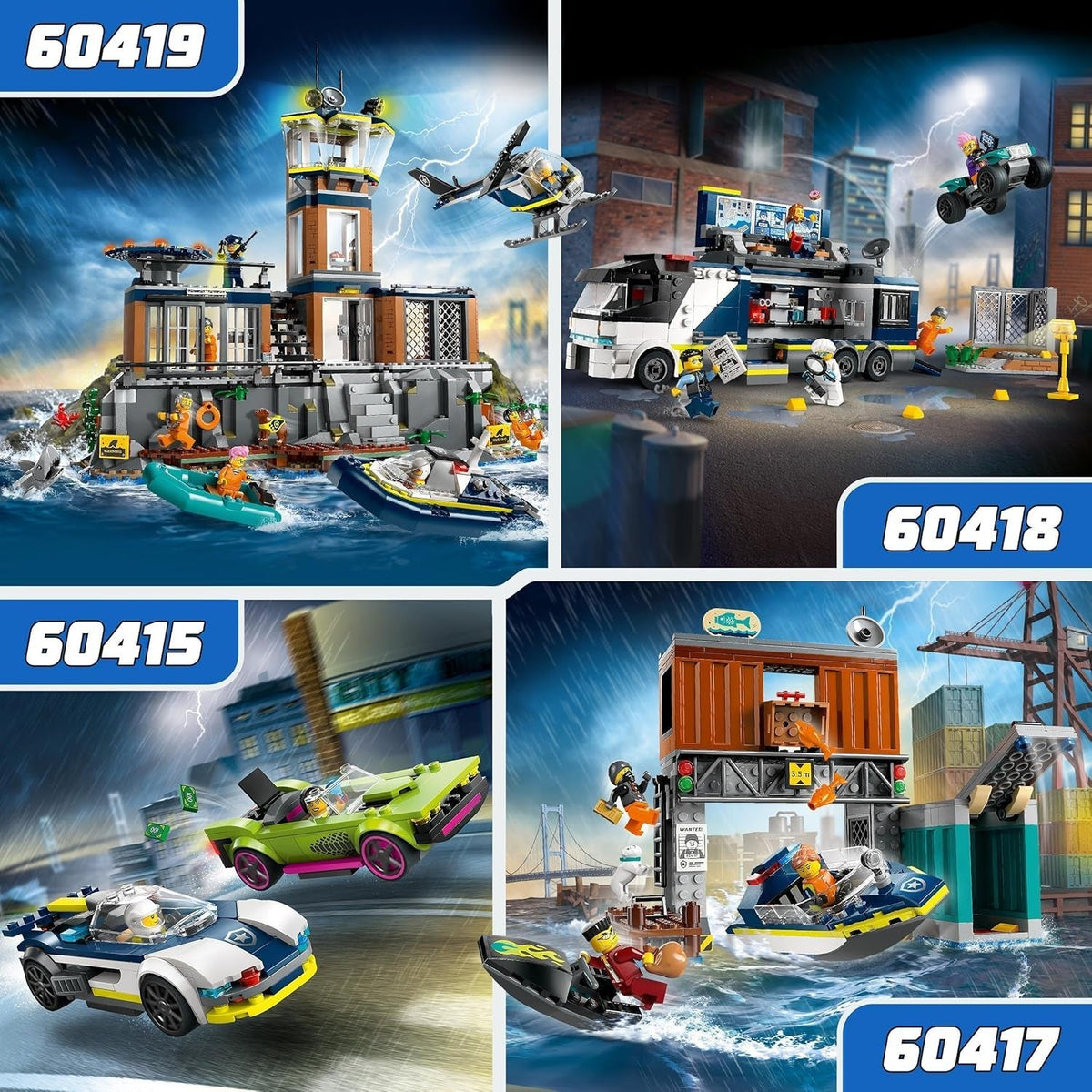 City Police Car and Muscle Car Chase, Racing Vehicle Toys for 6 plus Year Old Boys & Girls, Fun Gift for Kids Who Love Pretend Play, Includes Officer and Crook Minifigures 60415