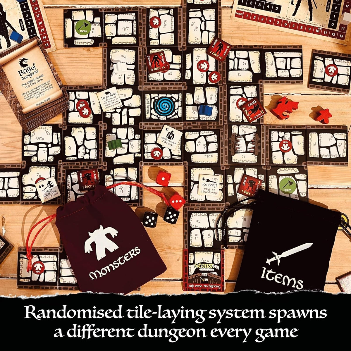 Bag of Dungeon - a Popular Fantasy Crawler Adventure Board Game | Enter the Dragon'S Lair | 1-4 Players | Age 7+ | Simple-To-Play | Family Games | Tabletop RPG | Classic Dnd Style Gaming | 3Rd Edition