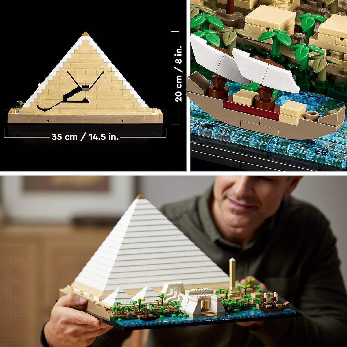 Architecture Great Pyramid of Giza Set, Home Decor Model Building Kit, Gift Idea for Adults, Men, Women, Mum, Dad, Creative Activity, Famous Landmarks Collection 21058