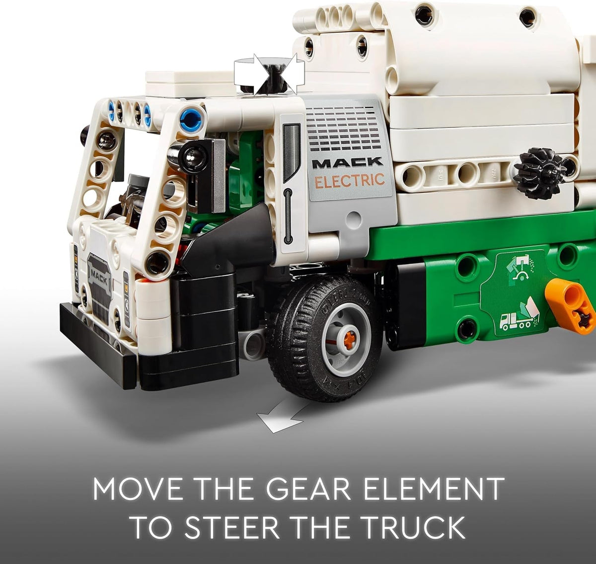 Technic Mack LR Electric Garbage Truck Toy for Boys & Girls Aged 8 plus Years Old, Recycling Bin Lorry with Realistic Features, Vehicle Gift Idea 42167