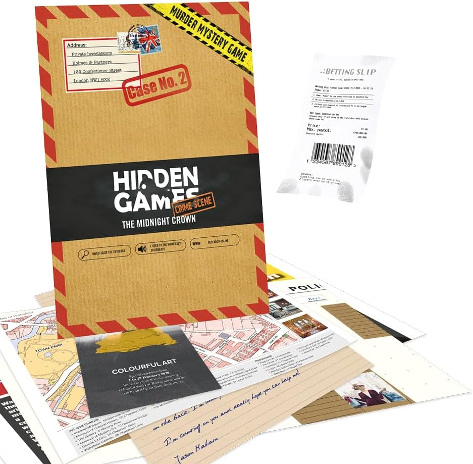 Crime Scene - Case No. 2 - the MIDNIGHT CROWN - British UK - Murder Mystery Game, Exciting Detective Game