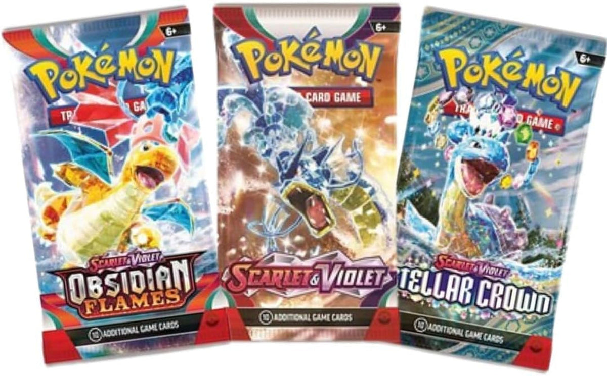 Pokemon Cards Booster Pack Gift Bundle | 3 Booster Packs | Assorted Sets from Sword and Shield & Scarlet and Violet | Perfect Pokémon Gift Set (3 Assorted Booster Packs)