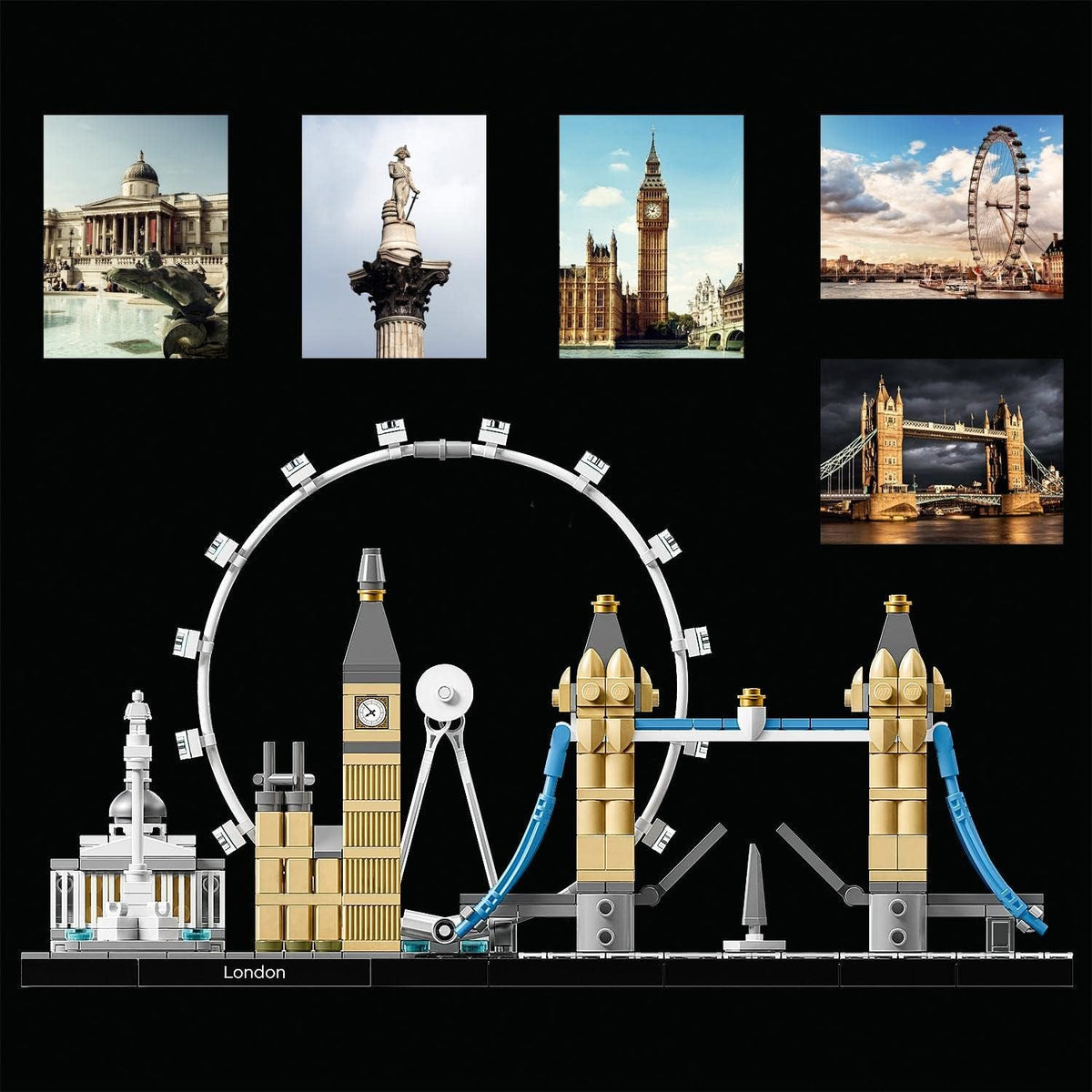 Architecture Skyline Model Building Set, Model Kit Featuring London Eye, Big Ben, Tower Bridge, Office Home Décor, Collectible Gift Idea for Men, Women and Teens 21034