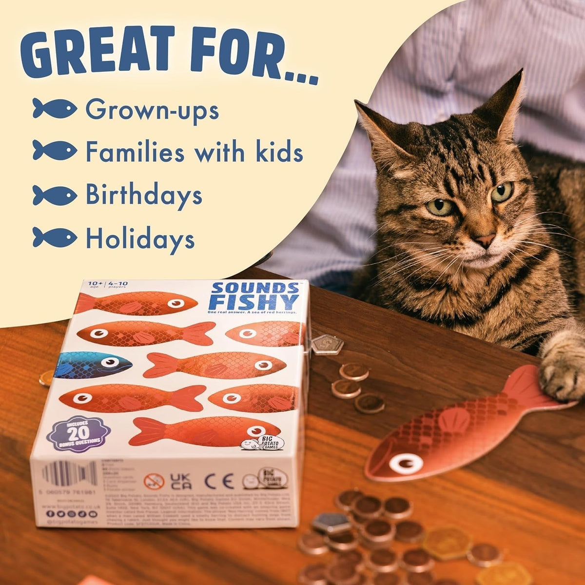 Sounds Fishy Board Game: the Fast-Thinking, Bluffing Family Game for Kids 10+ and Adults | Best New Board Games