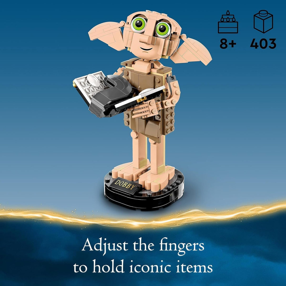 76421 Harry Potter Dobby the House-Elf Set, Movable Iconic Figure Model, Toy or Bedroom Accessory Decoration, Character Collection, Gift for Girls, Boys, Teens and All Fans Aged 8+