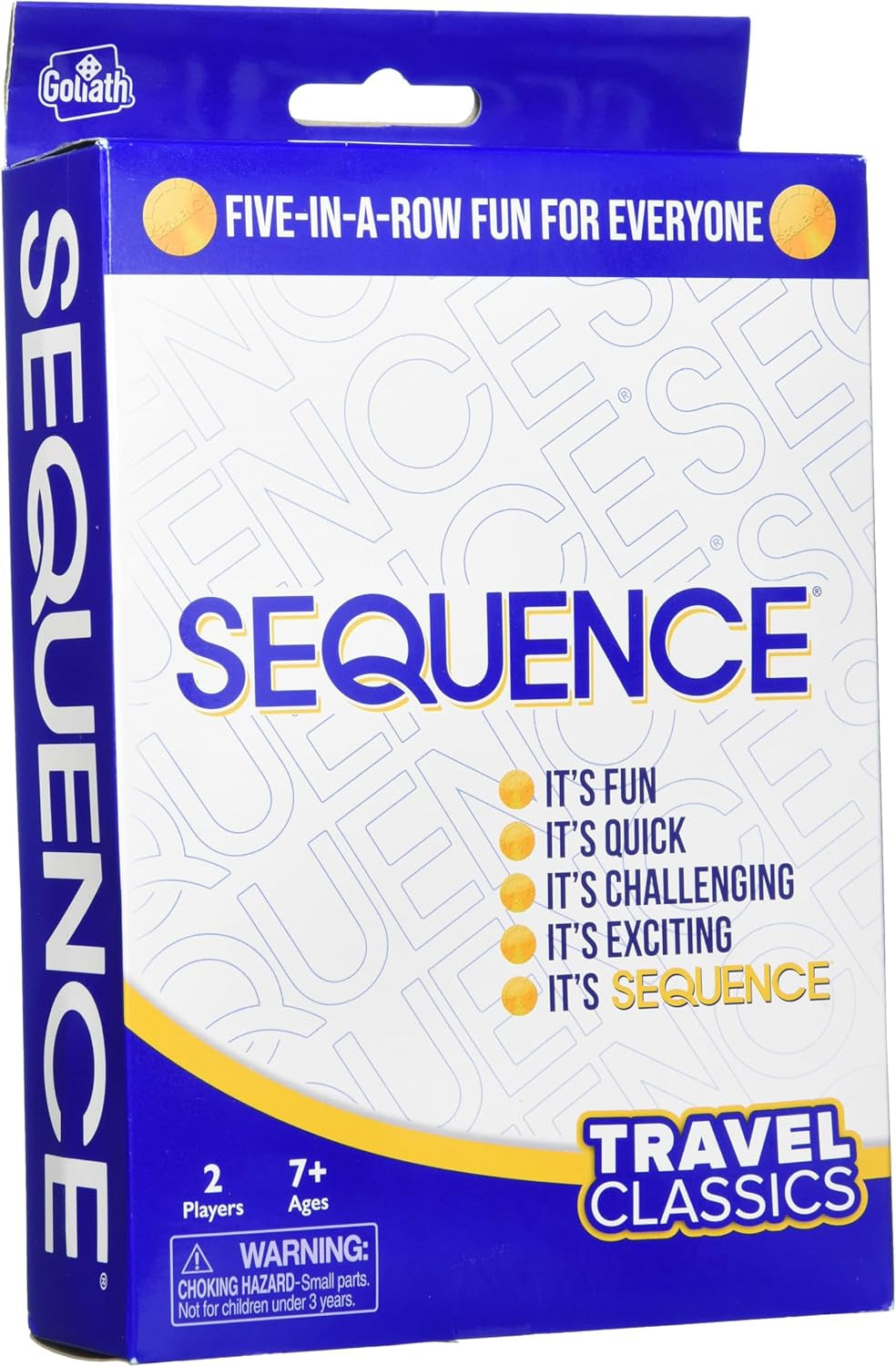 Games Travel Sequence | Five-In-A-Row Fun for Everyone! | Family Strategy Game | for 2 or More Players, Ages 7+, White