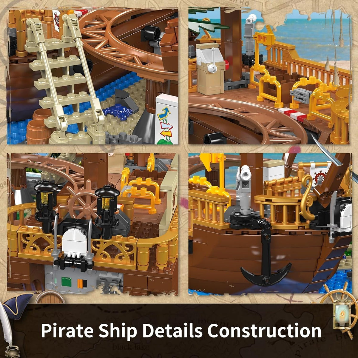 11013 Looping Roller Coaster Building Kit, Funfair Theme Park Building Kit with Roller Coaster and Pirate Ship, Model Kit for Adults (2174 Pieces)