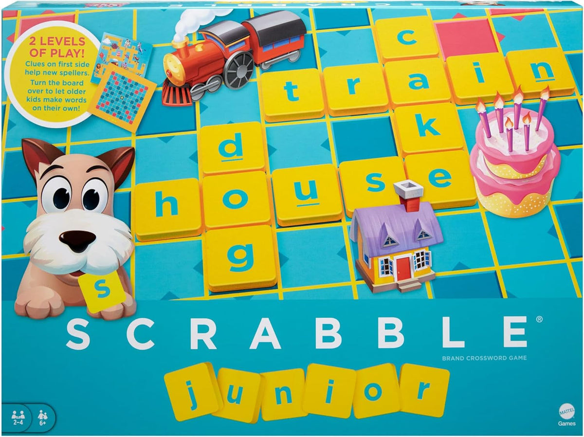 Scrabble Junior, Kids Crossword Board Game, English Version, Family Board Game for Kids, Word Game for Kids, 2 to 4 Players, Ages 6 to 10, English Version, Y9667