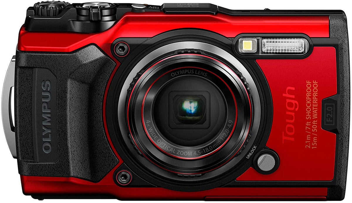 Olympus Tough TG-5 Waterproof Digital Camera with 4K Video Built-in Wifi and GPS Black and Red