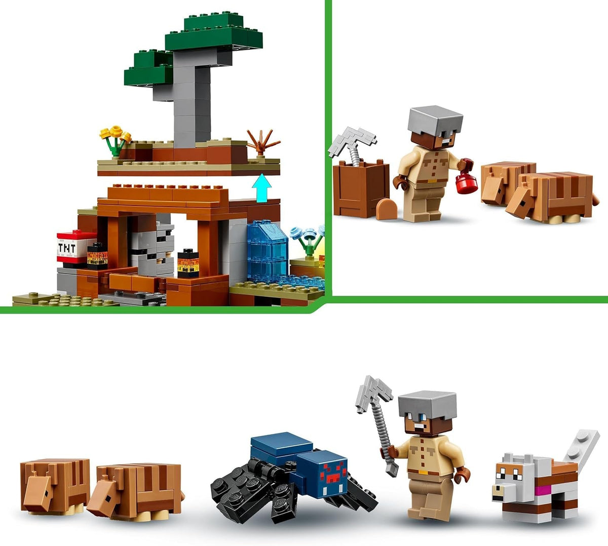 Minecraft the Armadillo Mine Expedition Set - Building Toy for 8+ Year Old Girls & Boys, with Cave Spider and Wolf Figures for Pretend Play - Birthday Gift Idea 21269