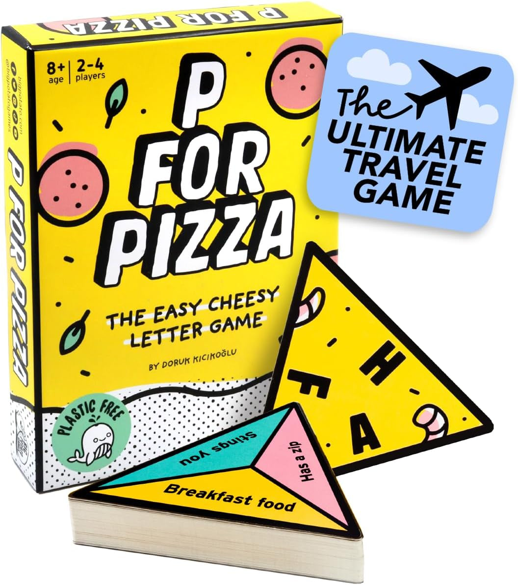 P for Pizza Board Game: Family Card Game Great for Adults and Kids | Perfect for Vacations, Compact and Travel Friendly, Beach Game