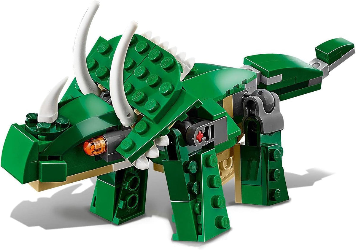 31058 Creator Mighty Dinosaurs Toy, 3 in 1 Model, T. Rex, Triceratops and Pterodactyl Dinosaur Figures, Gifts for 7-12 Year Old Kids, Boys & Girls