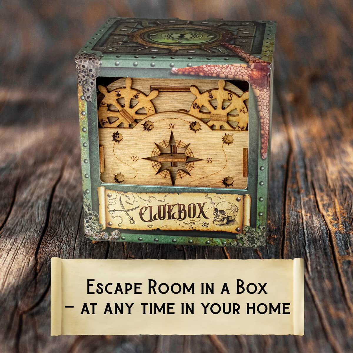 Cluebox - Davy Jones Locker - Escape Room Game - Puzzle Box - Gift Box - 3D Wooden Puzzle - Wooden Jigsaw - 3D Puzzles for Adults - Brain Teaser - Birthday Gift Gadget for Men - Money Box