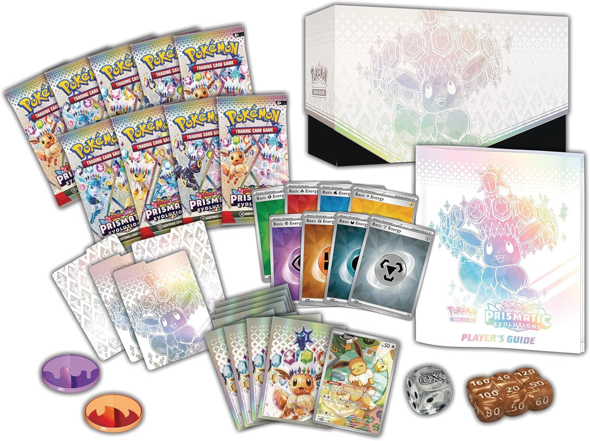 TCG: Scarlet & Violet—Prismatic Evolutions Elite Trainer Box (1 Full Art Promo Card, 9 Boosters & Premium Accessories)