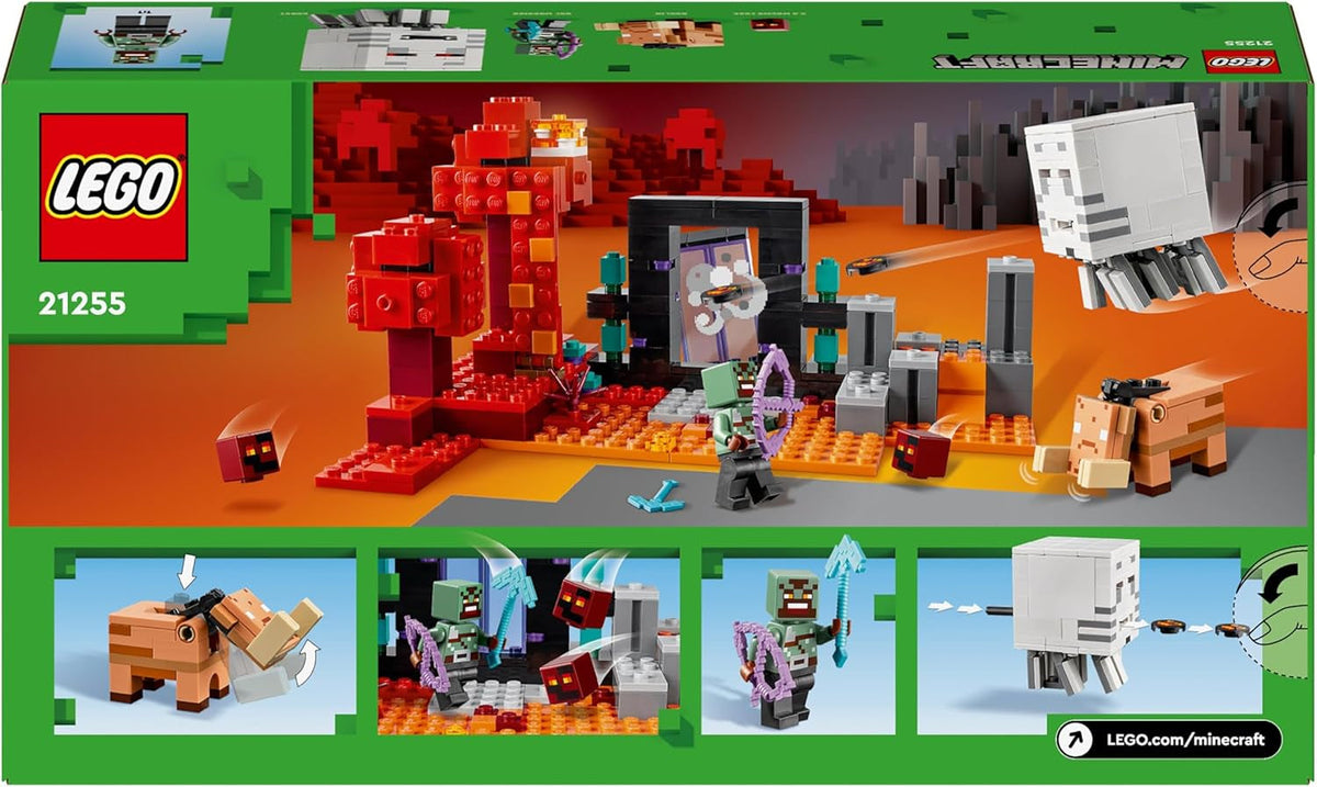 Minecraft the Nether Portal Ambush Adventure Set, Building Toys for Boys and Girls with Battle Scenes, Iconic Characters & Mobs Figures from the Game, Gifts for Kids 8 plus Years Old 21255